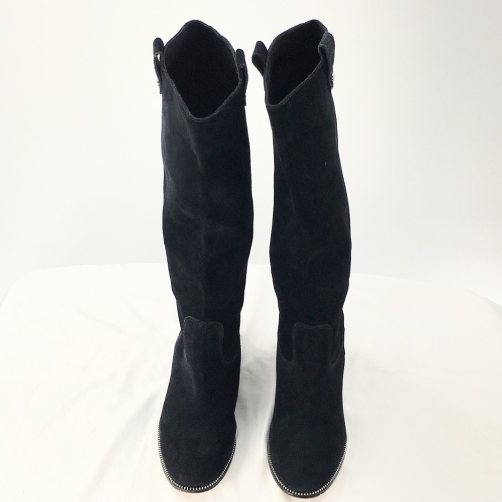 Michael Kors Womens Boot Suede Knee High Studded Black Pull On Riding Sz 7.5 - Picture 4 of 16